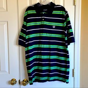 Chaps Blue & Green Striped Polo, Size Large Tall, Excellent Used Condition